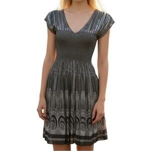 Vintage Max Studio Charcoal and Silver Midi Dress